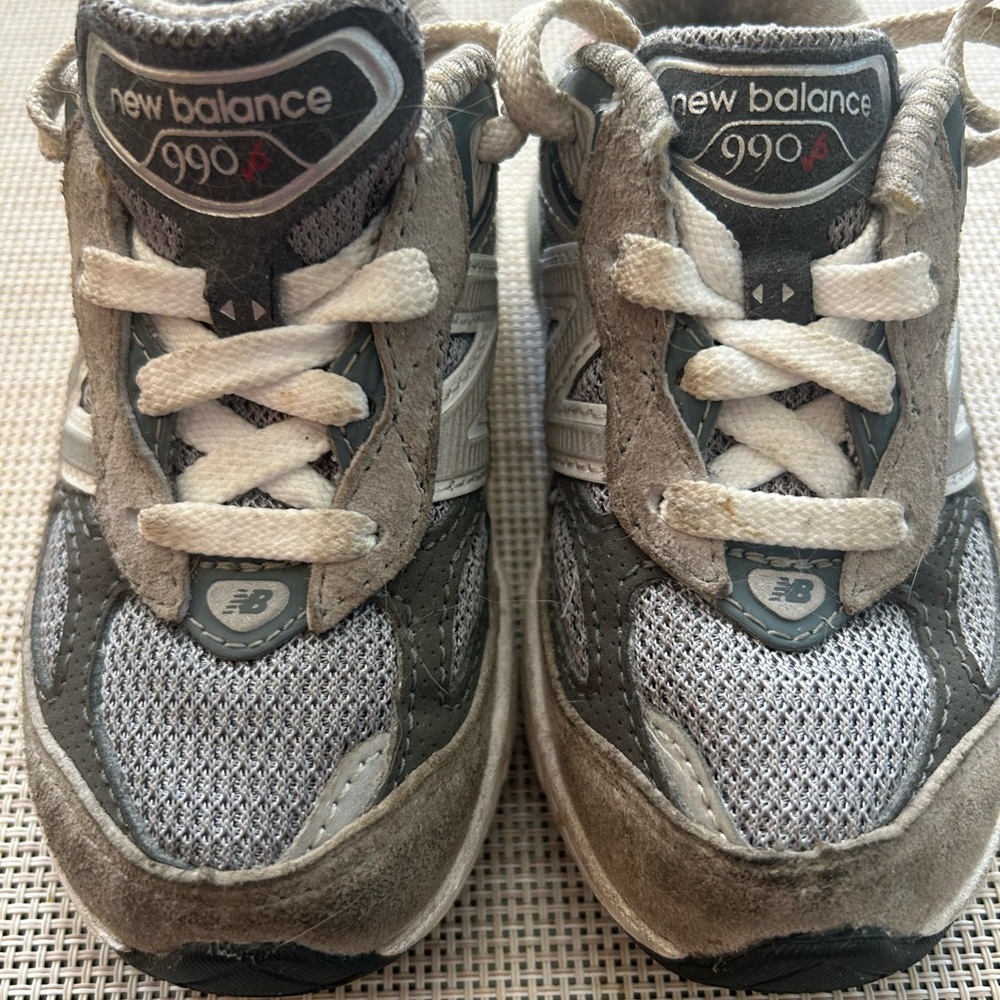 New Balance Kids' Gray and White Sneakers